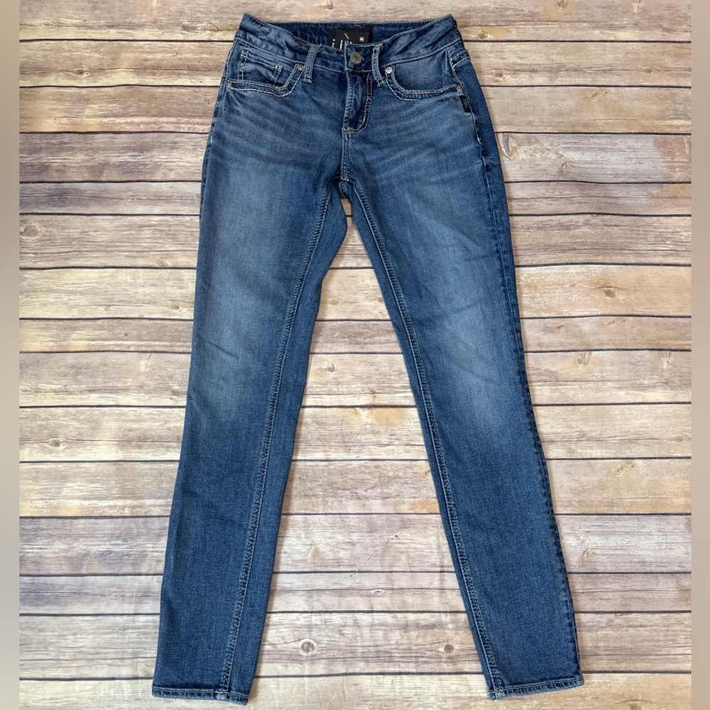 Silver Jeans Co. Suki Curvy Fit Mid Rise Skinny Jeans Indigo size W25